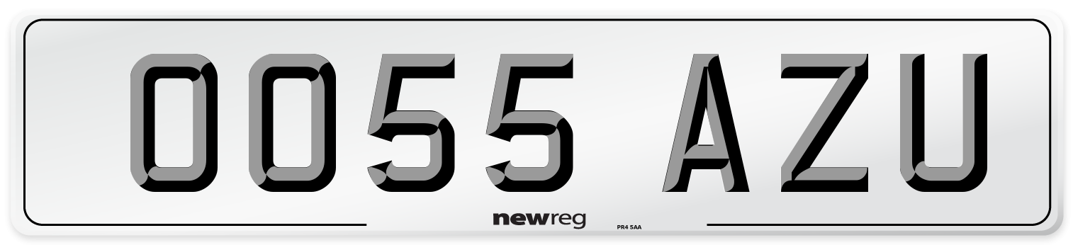 OO55 AZU Number Plate from New Reg